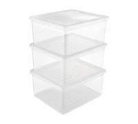 Keeeper Set of 3 Storage Boxes with Lid & Air Control System 18 Litre in Clear Keeeper Clear