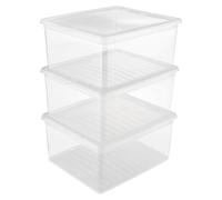 Keeeper Set of 3 Storage Boxes with Lid and Air Control System 18 Litre, Clear
