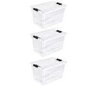 Set of 3 Storage Crystal-Box 52 Litre with Lid - Transparent Keeeper Clear One Size