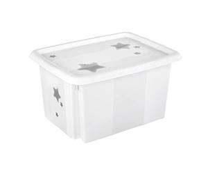 keeeper Stars Storage Box with Lid, Stackable and Rotatable, For Children, 15 L, Karolina, Nordic White
