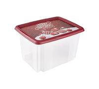 keeeper Storage Box with Christmas Motif and Lid, Stackable, 44.5x35x27 cm, 30 L, Wika, Red / Transparent