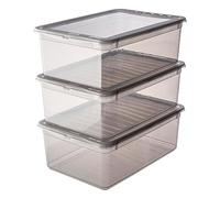 Keeeper Set of 3 Storage Boxes 11 Litre with Lid and Air Control System Clear, Clear
