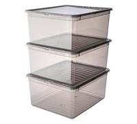keeeper storage boxes with Air Control System, 3-piece set, 3 x 18 L, Bea, Transparent