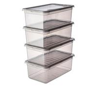 keeeper storage boxes with Air Control System, 4-piece set, 4 x 5.6 L, Bea, Transparent (Crystal Grey)