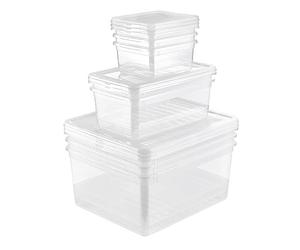 keeeper Storage Boxes with Air Control System, 8-piece set, 3x 1,7 l, 2x 5,6 l, 3x 18 l, Bea, Transparent