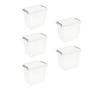 keeeper storage/clip box Lara, 5-piece set, 5 x 3 litres, Modular stackable, Clip lid for closing, Transparent