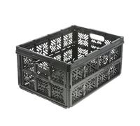 keeeper Sturdy Folding Box, Sturdy Plastic (PP), 32 L, 48 X 35 X 23 Cm, Ida, Black