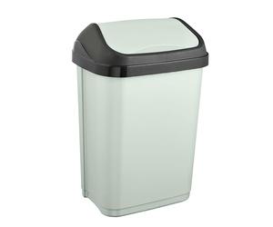 keeeper swantje waste bin with swing lid, 10 l, 25.5 x 19 x 38 cm, Green (Soft Green)
