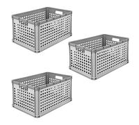 keeeper transport basket set, 3 x 64 L, Stackable, Polypropylene, Robert, Nordic Grey
