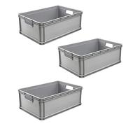 keeeper transport box set, 3 x 45 L, Stackable, Polypropylene, Robert, Nordic Grey (grey)