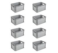 keeeper transport box set, 8 x 20 l, Stackable, Polypropylene, Robert, Nordic Grey (grey)