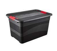 keeeper Transport Box with Lid, Extra Strong, Sliding Closure, 59.5x39.5x34 cm, 52 Litre, Eckhart, Graphite Grey