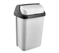 Keeeper Waste Bin with Roll-Top Lid, 10 Litre, Rasmus, Light Silver
