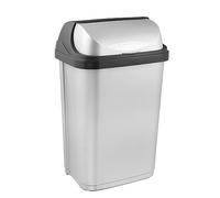 keeeper Waste Bin with Roll-Top Lid, 25 Litre, Rasmus, Silver