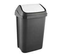 Waste Bin Trash Can 25L Swing Flap Hinged Lid Dustbin Durable Slim Plastic Paper