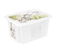 keeeper Winnie the Pooh Storage Box with Lid, Stackable and Rotatable, For Children, 15 L, Karolina, Natural Transparent