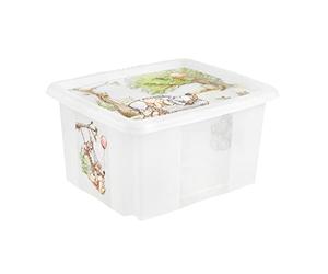 keeeper Winnie the Pooh Storage Box with Lid, Stackable and Rotatable, For Children, 24 L, Karolina, Natural Transparent