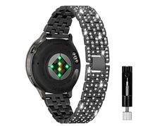 KeeFos 18mm Strap Compatible with Garmin Venu 4 41mm/Venu 3S 41mm/2S/Forerunner 265S/255S/255S Music/Vivoactive 4S 40mm/Vivomove 3S 39mm, Shiny Straps with Rhinestones, Metal Watch Band - Black