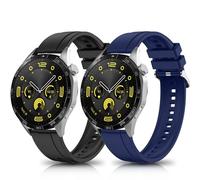 KeeFos 2 Pack 18mm Strap Compatible with Huawei Watch GT6 41mm/GT5 Pro 42mm/GT5 41mm/GT4 41 mm/Huawei Watch 5 42mm, Silicone Wristbands, Replacement Watch Band - Black+Blue