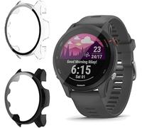 KeeFos 2 Piece Case Compatible with Garmin Forerunner 255S, PC Protective Cover with Tempered Glass Screen Protector, Overall Protective Case for Garmin Forerunner 255S - Black+Transparent