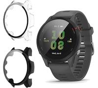 KeeFos 2 Piece Case Compatible with Garmin Forerunner 955, PC Protective Cover with Tempered Glass Screen Protector, Overall Protective Case for Garmin Forerunner 955 - Black+Transparent