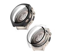 KeeFos 2-Piece Case Compatible with Huawei Watch 5 42mm, AllRound Protective Case Builtin 9H Hardness Glass, PC Screen Protector Case Cover for Huawei Watch 5 42mm(Black+Transparent)