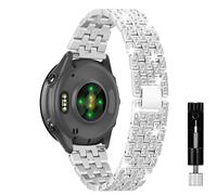 KeeFos 20 mm Bracelet Compatible with Garmin Forerunner 570 42 mm/165/245/645/Approach S50/S44/S42/Vivoactive 6/5/Venu Sq 2/2 Plus, Stainless Steel Watch Strap, Shiny Replacement Strap - Silver