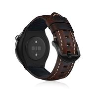 KeeFos 20mm Strap Compatible with Amazfit T-Rex 3 Pro 44mm/Active 2 Square/Active 2/GTR Mini/GTR 42mm/GTS 4/4 Mini/3/Bip 3 Pro/3, Soft Leather Straps, Watch Band - Dark Brown