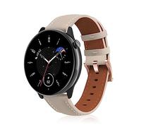 KeeFos 20mm Strap Compatible with Amazfit T-Rex 3 Pro 44mm/Active 2 Square/Active 2/GTR Mini/GTR 42mm/GTS 4/4 Mini/3/Bip 3 Pro/3, Soft Leather Straps Watch Band - Apricot