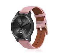 KeeFos 20mm Strap Compatible with Garmin Forerunner 570 42mm/165/245/645/Approach S50/S44/S42/Vivoactive 6/Vivoactive 5/Venu Sq 2/Venu 2 Plus, Soft Leather Straps for Women Men, Watch Band - Pink