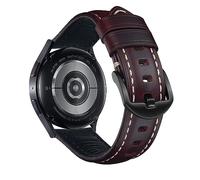 KeeFos 20mm Strap Compatible with Samsung Galaxy Watch FE/7/6/5/4(40mm 44mm), Soft Leather Straps, Women Men Watch Band for Samsung Galaxy Watch 6 Classic/4 Classic/5 Pro/Active 2 - Wine Red