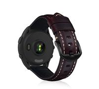 KeeFos 22mm Leather Strap Compatible with Garmin Venu 4 45mm/Venu 3 45mm/2/Forerunner 570 47mm/265/255/Vivoactive 4/Active, Soft Leather Straps, Women Men Watch Band - Wine Red