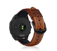 KeeFos 22mm Leather Strap Compatible with Garmin Venu 4 45mm/Venu 3 45mm/2/Forerunner 570 47mm/265/255/Vivoactive 4/Active, Soft Leather Straps, Women Men Watch Band - Light Brown