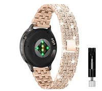 KeeFos 22mm Strap Compatible with Garmin Venu 4 45mm/Venu 3 45mm/2/Forerunner 570 47mm/265/255/255 Music/Vivoactive 4/Active, Shiny Straps with Rhinestones, Metal Watch Band - Rose Gold
