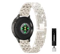 KeeFos 22mm Strap Compatible with Garmin Venu 4 45mm/Venu 3 45mm/2/Forerunner 570 47mm/265/255/255 Music/Vivoactive 4/Active, Shiny Straps with Rhinestones, Metal Watch Band - Starlight