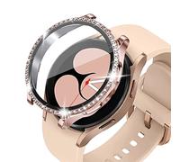 KeeFos Diamond Screen Protector Case Compatible with Samsung Galaxy Watch 4 40mm, Full Cover with Tempered Glass, Bumper Drop Protective Case for Samsung Galaxy Watch 4 40mm (Sliver)