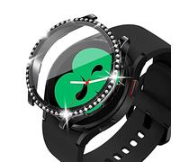 KeeFos Diamond Screen Protector Case Compatible with Samsung Galaxy Watch 4 40mm, Full Cover with Tempered Glass, Bumper Drop Protective Case for Samsung Galaxy Watch 4 40mm (Black)