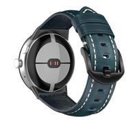 KeeFos Leather Strap Compatible with Google Pixel Watch 4 45mm 2025/Google Pixel Watch 3 45mm, Soft Leather Straps for Women Men, Adjustable Watch Band - Blue Green