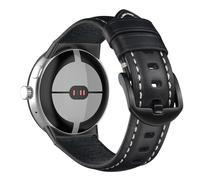 KeeFos Leather Strap Compatible with Google Pixel Watch 4 45mm/Google Pixel Watch 3 45mm, Soft Leather Straps for Women Men, Adjustable Watch Band - Black