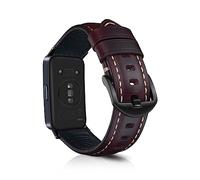 KeeFos Leather Strap Compatible with Huawei Band 10/Band 9/Band 8, Soft Leather Straps, Women Men Watch Band for Huawei Band10/Band9/Band8 - Wine Red