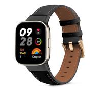 KeeFos Leather Strap Compatible with Xiaomi Redmi Watch 3, Soft Leather Straps for Women Men, Adjustable Watch Band for Xiaomi Redmi Watch 3 - Black