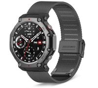 KeeFos Metal Strap Compatible with Amazfit T-Rex 3, Metal Stainless Steel Wristbands, Men Women Replacement Watch Band for Amazfit T-Rex 3 - Black