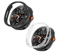 KeeFos Pack of 2 Case Compatible with Samsung Galaxy Watch 8 Classic 46 mm, PC Protective Case with Tempered Glass Screen Protector, Housing for Samsung Galaxy Watch 8 Classic 46 mm - Black +