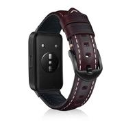 KeeFos Strap & Band Compatible with Huawei Band 11/11 Pro, Soft Leather with Classic Buckle - Breathable Comfortable Adjustable, Replacement for Men Women - Wine Red
