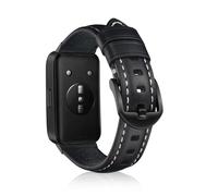 KeeFos Strap & Band Compatible with Huawei Band 11/11 Pro, Soft Leather with Classic Buckle - Breathable Comfortable Adjustable, Replacement for Men Women - Black