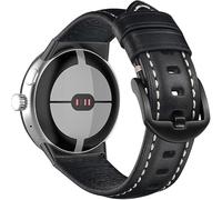 KeeFos Strap Compatible with Google Pixel Watch 4 45 mm 2025/Google Pixel Watch 3 45 mm, Watch Strap for Men and Women, Soft Leather Replacement Strap - Black