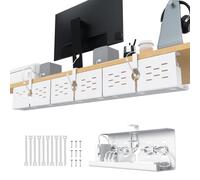 KEEGH 16" Under Desk Cable Management Tray, No Drill Clamp Mount, Extra Large Desk Cord Organizer Upgrade Capacity, Cord Management Tray for Home Office, Gaming Desk, Standing Desk,White, 3 Pack