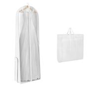 KEEGH 72in Dress Bag, Wedding Dresses for Bride Bag Wedding Dress Cover Long Dress Bags Covers with Internal Zipped Pocket Foldable Garment Covers for Bride and Feast-White