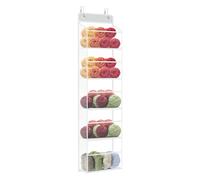 KEEGH Hanging Yarn Storage Organizer, Modern Over Door Knitting and Crochet Storage with 5 Clear Compartments, White