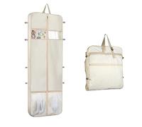 KEEGH Long Garment Bag, 60 x 182 cm, Wedding Dress, Encrypted Oxford Cloth, Waterproof Band, 2 Large Mesh Pockets, Foldable Travel Garment Bag for Evening Dresses, Wedding Dresses, Beige